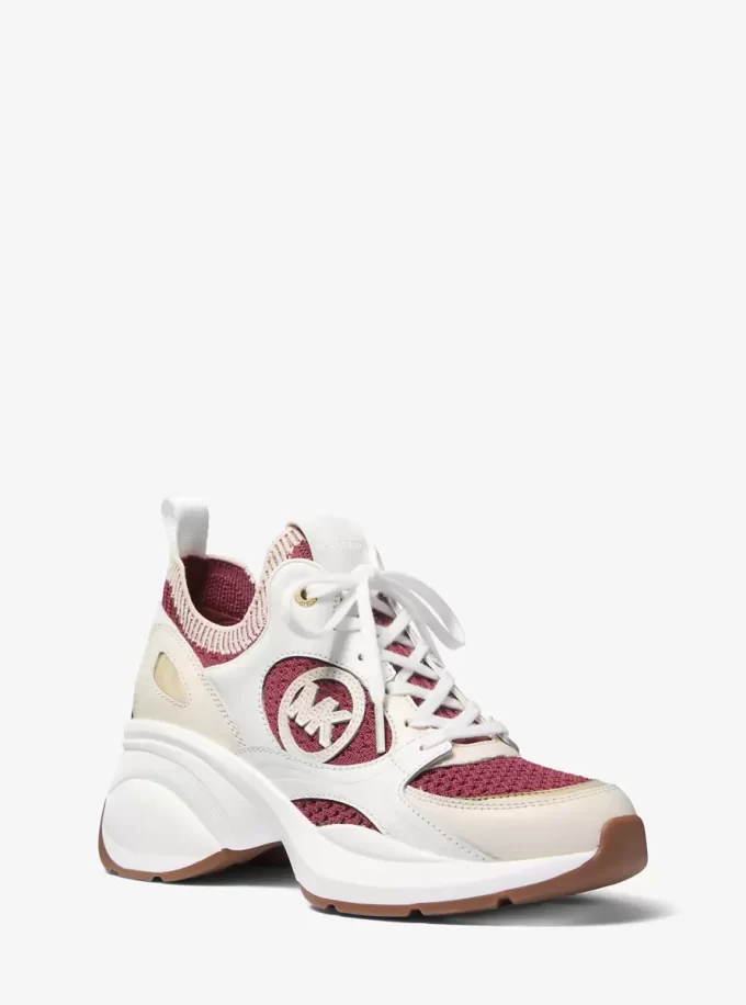 Zuma Color-Block Leder- und Strick-Sneaker
