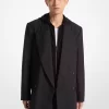 Zweireihiger Blazer aus Stretch-Wollflanell