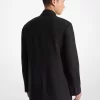 Zweireihiger Blazer aus Stretch-Wollflanell